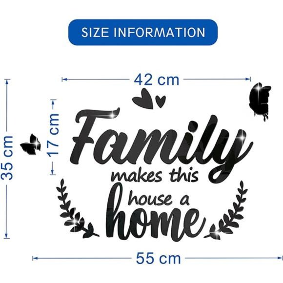 3D Acrylic Mirror Decal Wall Decor Stickers Family Letter Quotes Wall Stickers - Picture 4 of 7